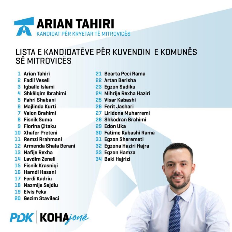 Arian Tahiri prezanton listën e kandidatëve për Asamblenë Komunale – “Koha jonë ka ardhur”