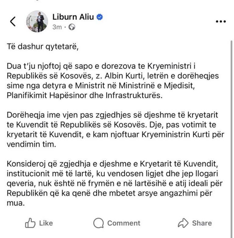 Dorëhiqet Liburn Aliu