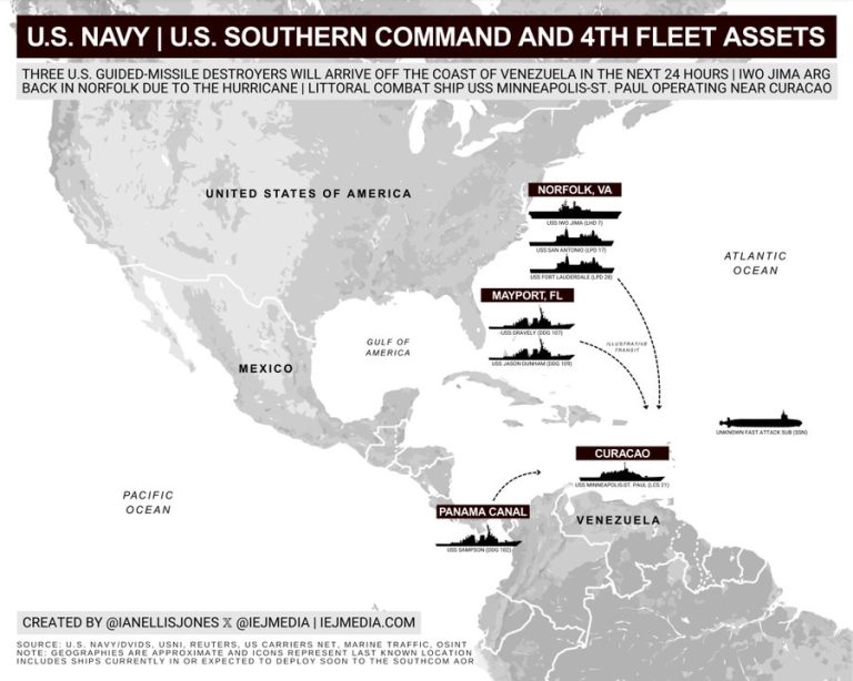 Përplasjet me presidentin Maduro, Trump dërgon flotë ushtarake pranë Venezuelës me mijëra marinsa dhe anije luftarake